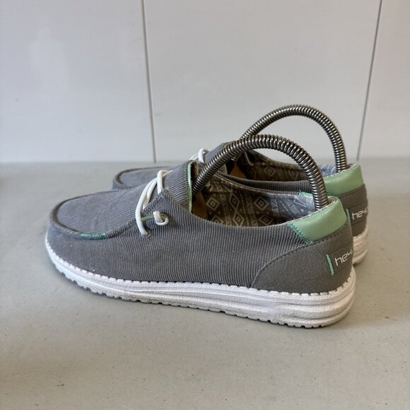 Hey Dude Wendy Corduroy Womens Size 8 Glacier Gray Teal Athletic Slip On Shoes - Picture 3 of 7